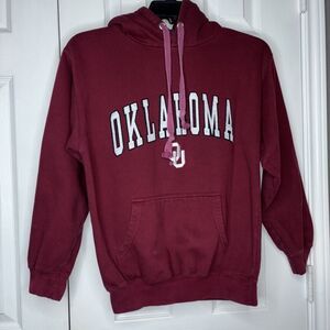 Vintage M Old Varsity Brand Oklahoma Sooners Hoodie Red Pullover Sweatshirt